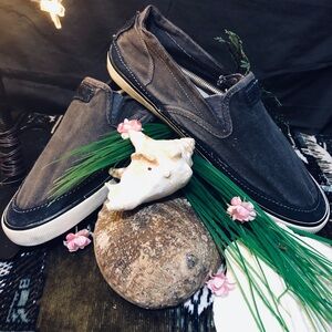 Crevo Gray Canvas Slip-On Loafers